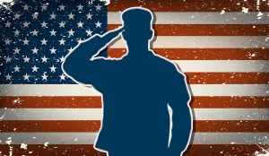 Us Army Soldier On Grunge American Flag Background Vector